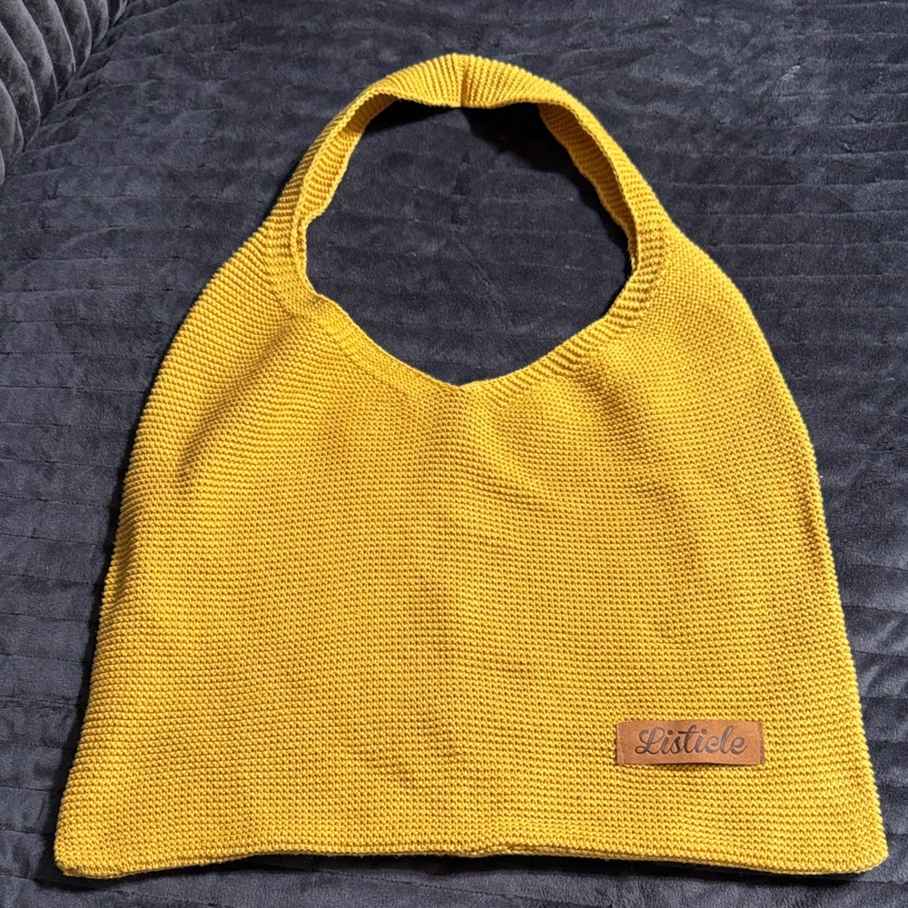Listicle Mustard Knit hobo bag. Like new condition.